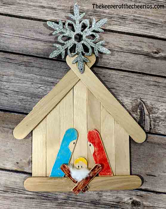 simple popsicle stick manger scene for kids