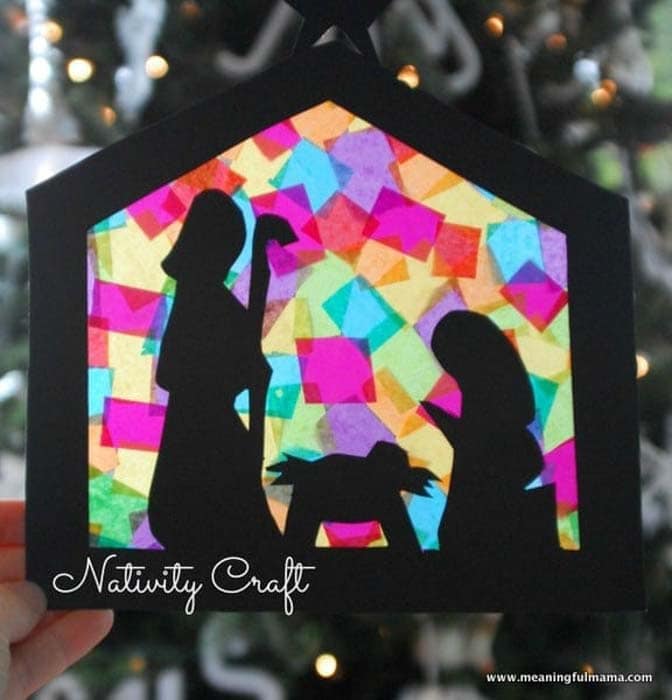 stained glass inspired nativity craft for kids