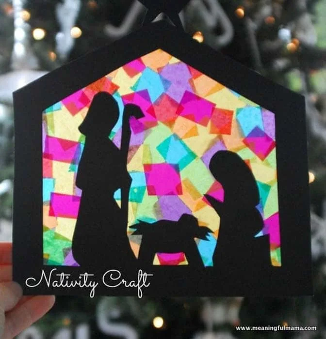 stained glass inspired nativity craft for kids