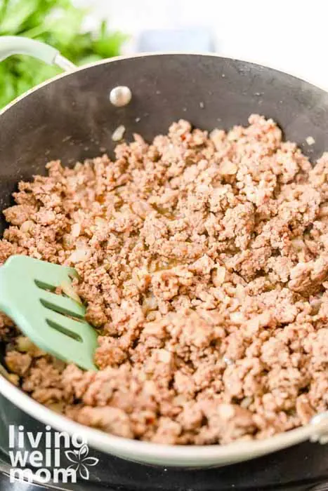 browning ground beef on the stove