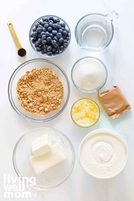 ingredients for making easy lemon blueberry bars