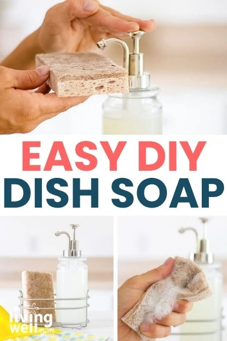 collage of homemade dish soap images