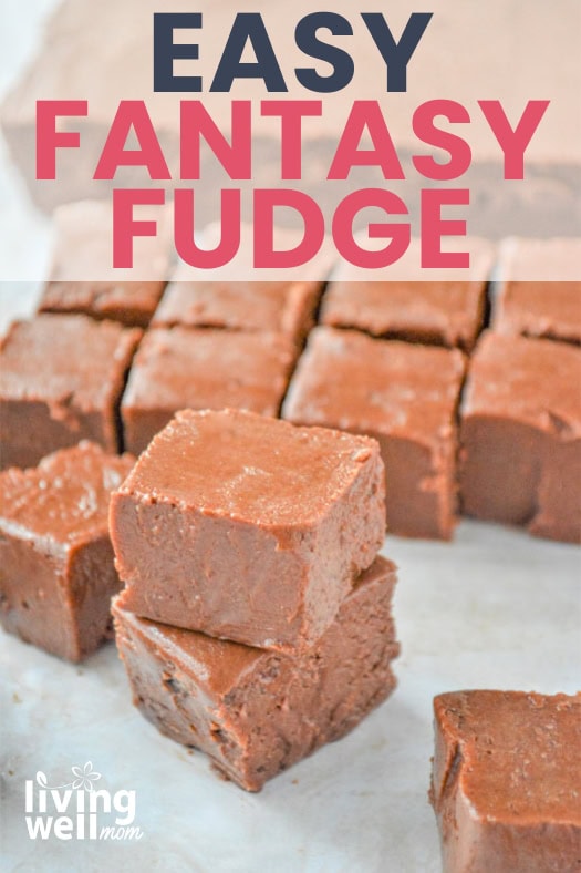 close up of squares of homemade fantasy fudge recipe made with marshmallow fluff