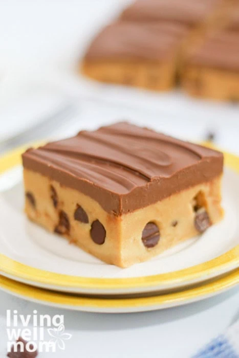 homemade no bake cookie dough bars with peanut butter