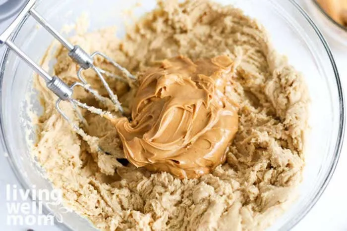 adding peanut butter with and mixture