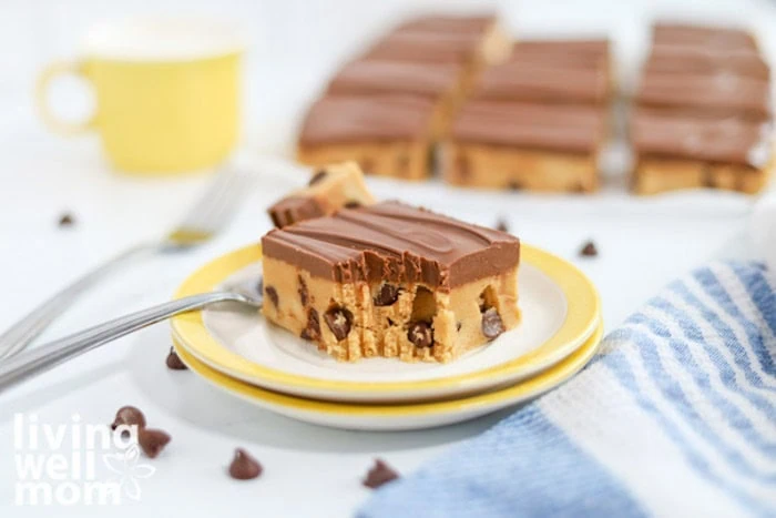 PB bars with chocolate topping