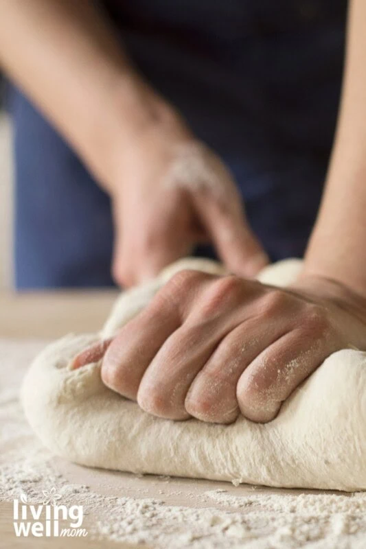 Kneeding sourdough bread