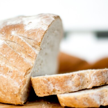 Sliced loaf of sourdough bread