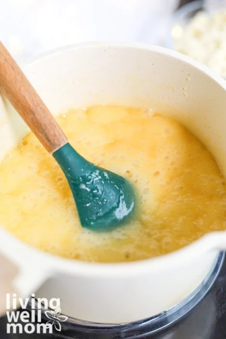 mixture for eggnog fudge in a pan