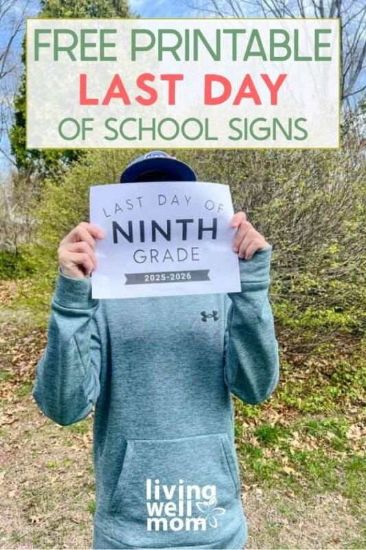 Boy holding a last day of school sign
