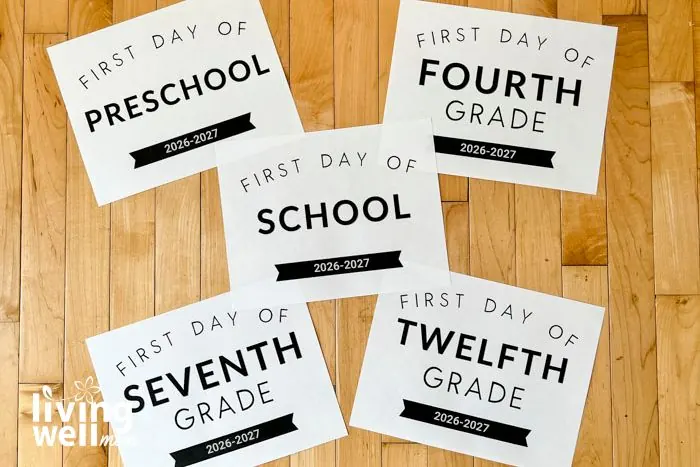 an assortment of free printed back to school signs for the first day of school