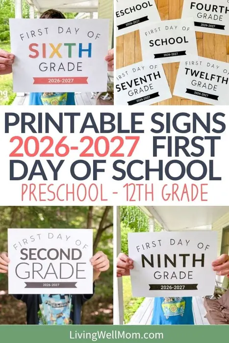 Pin image of back to school signs for the first day of school