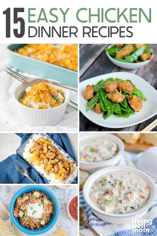 Collage of easy chicken dinner recipes