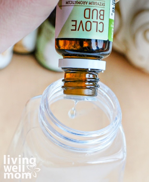 adding clove bud essential oil to diy foaming hand soap