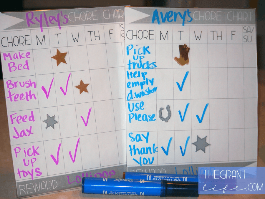 printable blue and purple chore chart ideas
