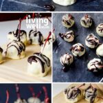 collage of images with white chocolate dipped cherries