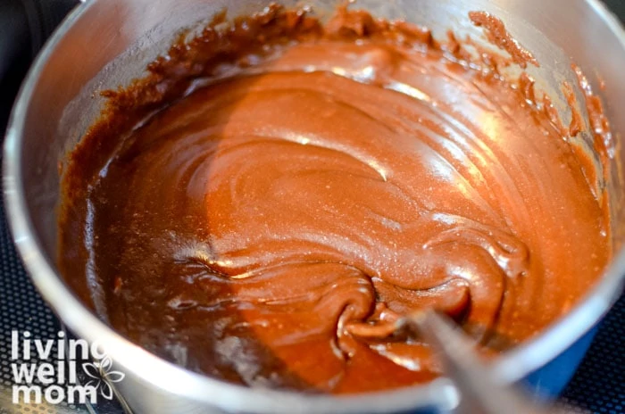 melted chocolate in saucepan