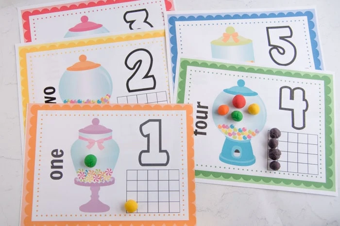 colorful numbers playdough mats