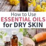 collection of essential oil images for dry skin with flowers, carrots 
