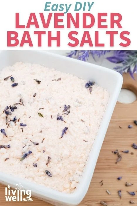 Pinterest image for lavender and orange bath salt recipe