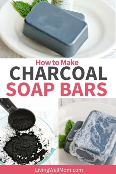 set of photos making charcoal soap bars