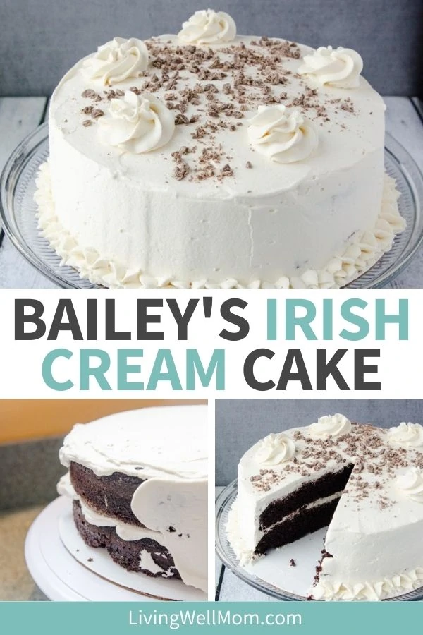 Bailey's irish cream cake with a slice taken out