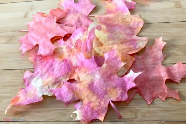colorful fall leaves made from coffee filters