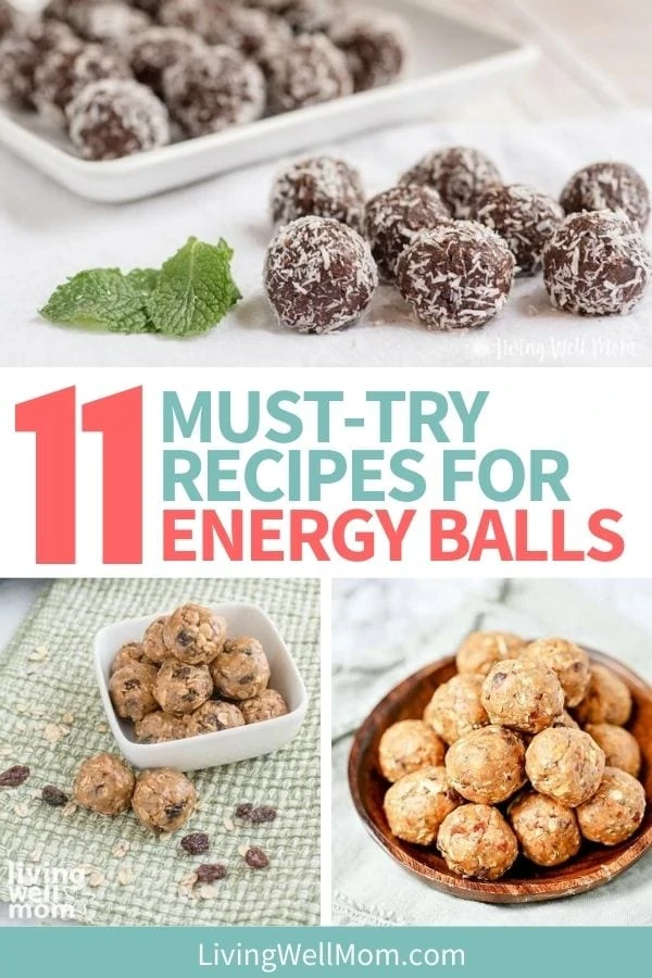 3 images of different types of energy balls