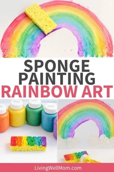 Sponge painting craft of a rainbow