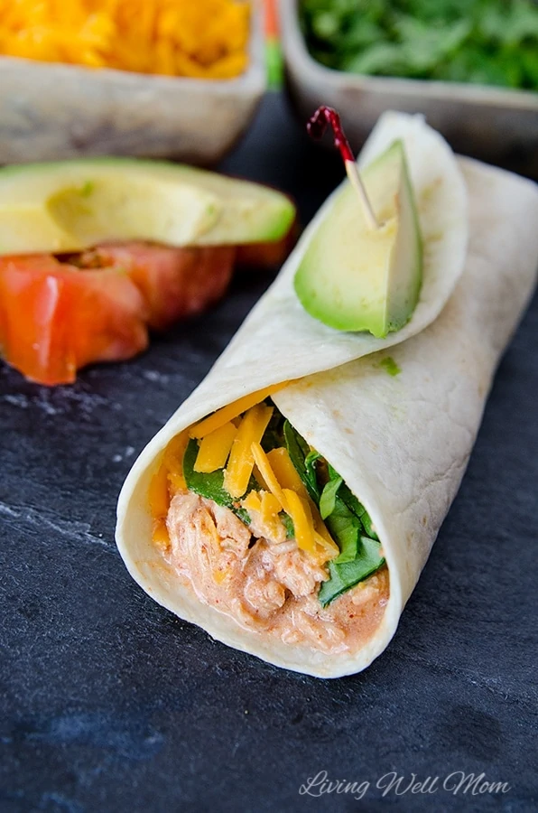 slow cooker chicken taco with fresh avocado