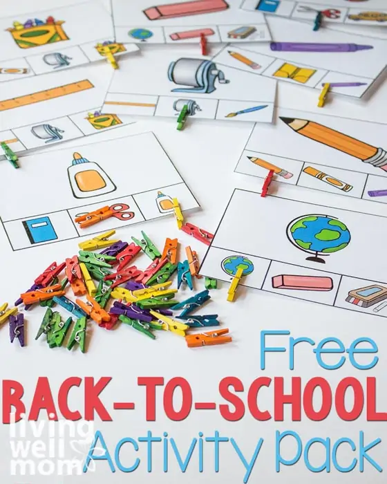 Pinterest image for free back-to-school activity pack.