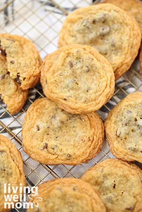 Gluten free cookies with chocolate chips on a cooling rack
