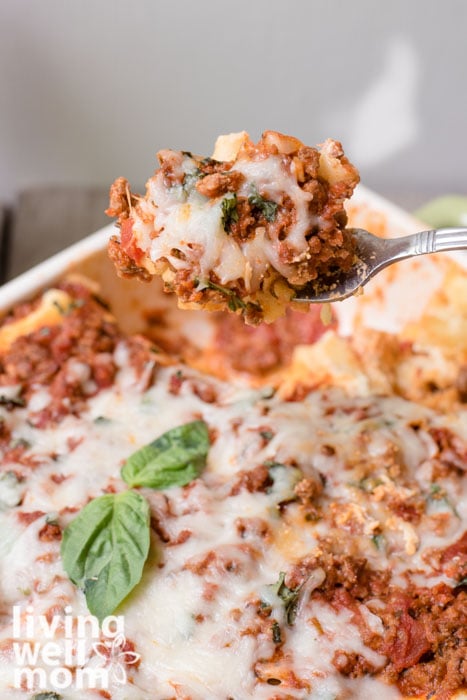 a forkful of easy baked ziti 