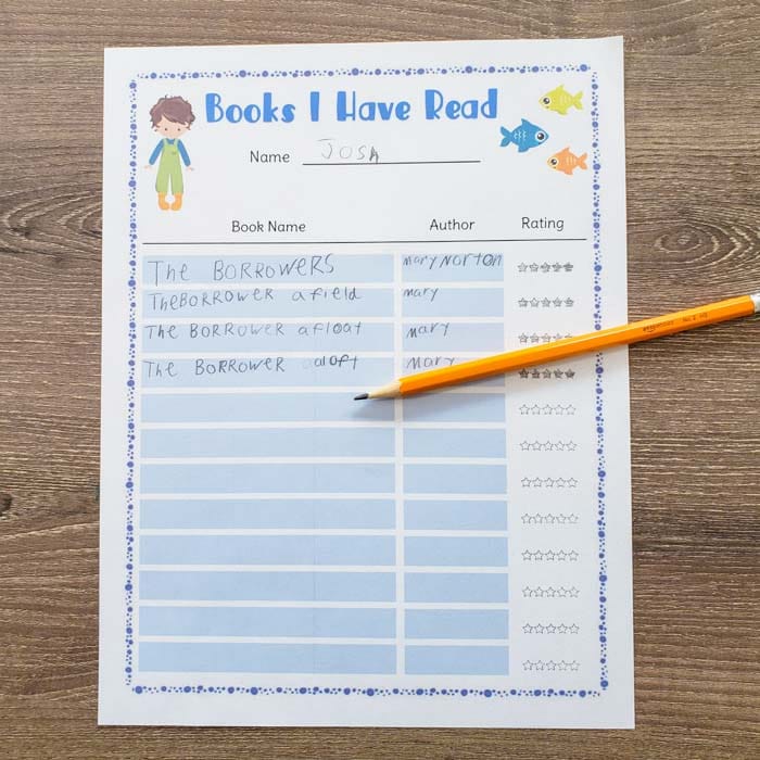 books I have read chart