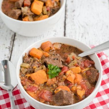 Crock pot beef stew in a bowl