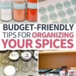 collage of different spice cabinet organization ideas