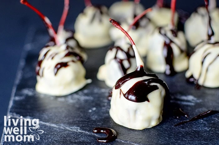 Homemade candy with white chocolate and cherries