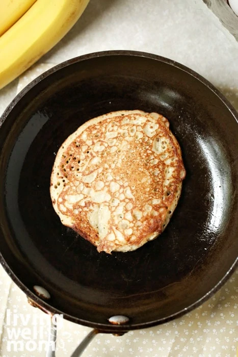 making a pancake in a skillet