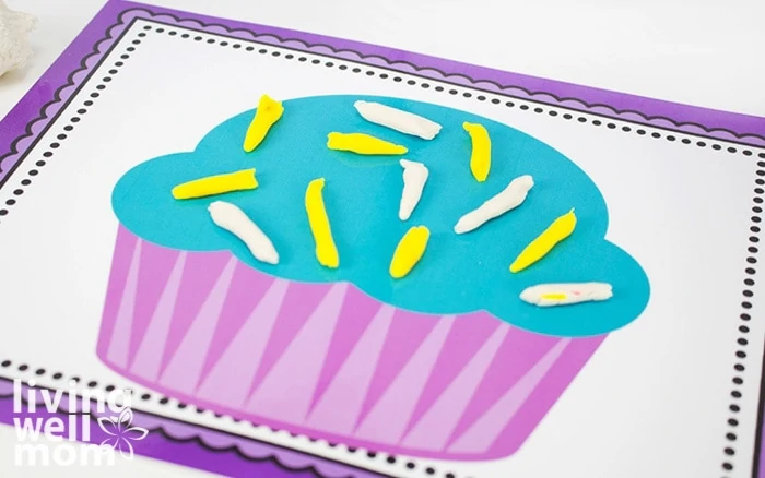 play doh mats for preschoolers with purple cupcake decorating fun
