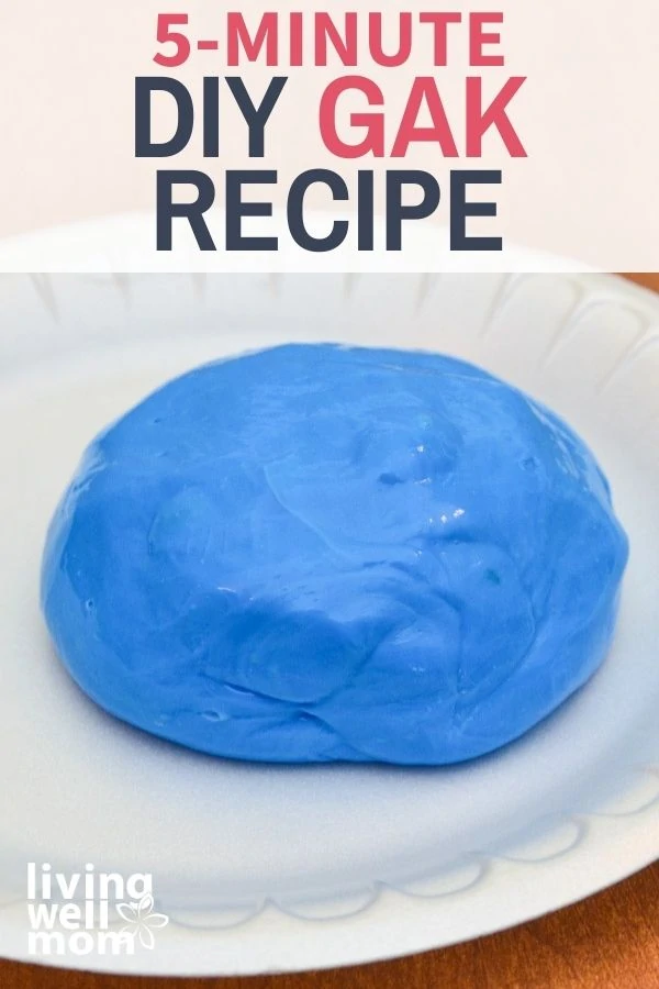 blue gak slime on a styrofoam plate
