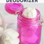homemade garbage disposal deodorizer in a pink jar