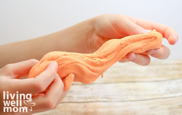 Homemade putty being stretched