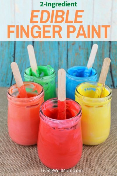 Pinterest graphic for edible finger paint made with two ingredients.