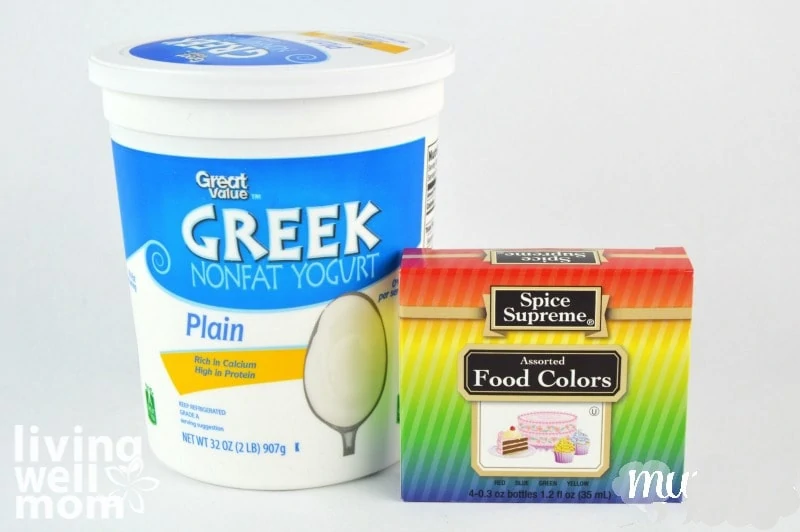 Greek yogurt and food coloring 