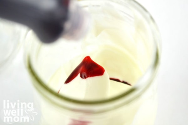 food coloring added into greek yogurt to make edible paint