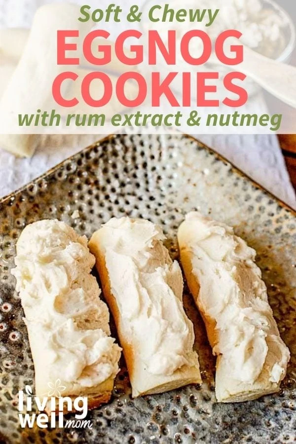 Eggnog cookies shaped into logs with icing