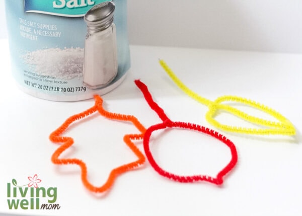pipe cleaners shaped to look like leaves
