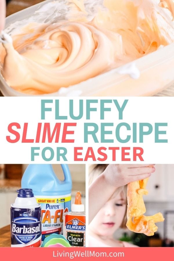 Collage of images showing how to make easter slime