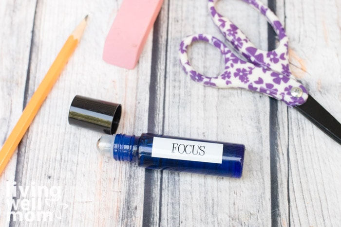 DIY essential oils roller filled with focus blend