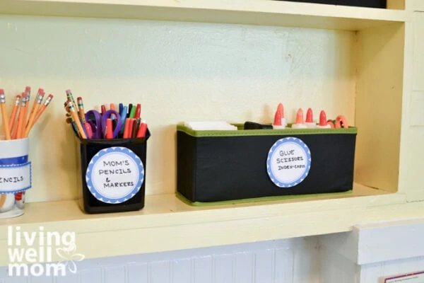 Supplies for hybrid learning organized neatly in bins